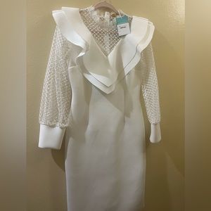 White CHIC Pearl Dress Large